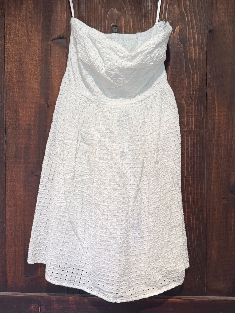 White Eyelet Strapless Summer Dress